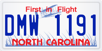 NC license plate DMW1191