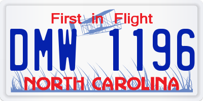 NC license plate DMW1196