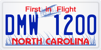 NC license plate DMW1200