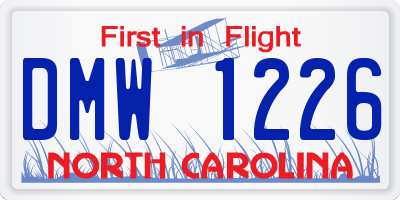 NC license plate DMW1226