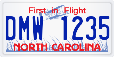 NC license plate DMW1235