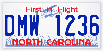 NC license plate DMW1236