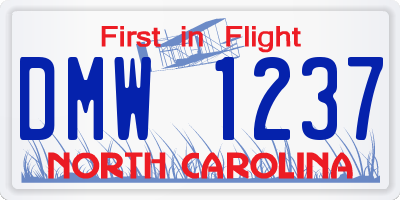 NC license plate DMW1237