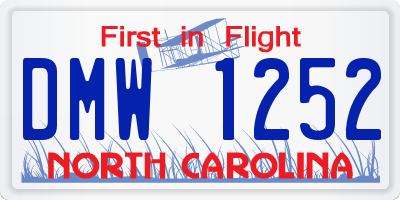 NC license plate DMW1252