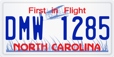 NC license plate DMW1285