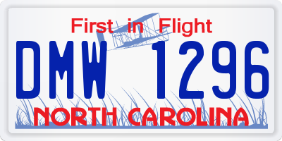 NC license plate DMW1296