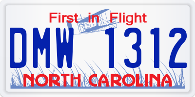 NC license plate DMW1312
