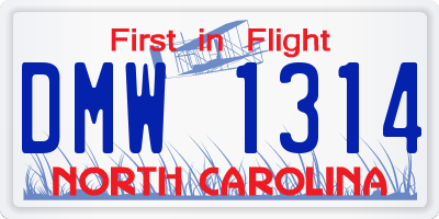 NC license plate DMW1314