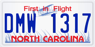 NC license plate DMW1317