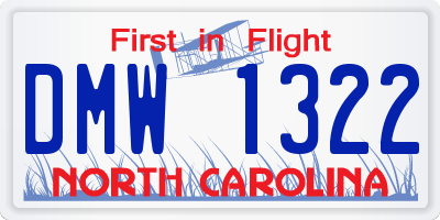 NC license plate DMW1322