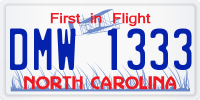 NC license plate DMW1333