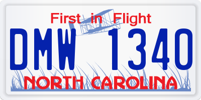 NC license plate DMW1340
