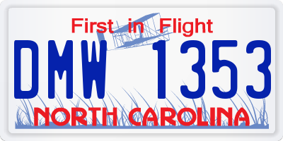 NC license plate DMW1353