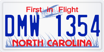 NC license plate DMW1354
