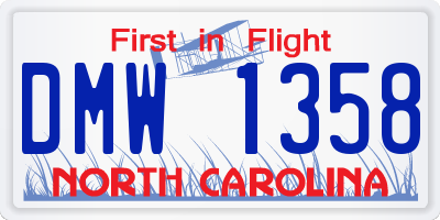 NC license plate DMW1358