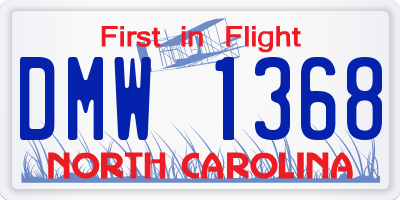NC license plate DMW1368