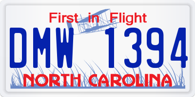 NC license plate DMW1394