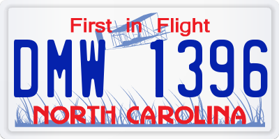 NC license plate DMW1396