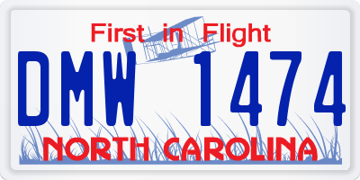 NC license plate DMW1474