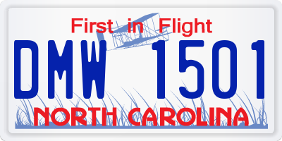 NC license plate DMW1501