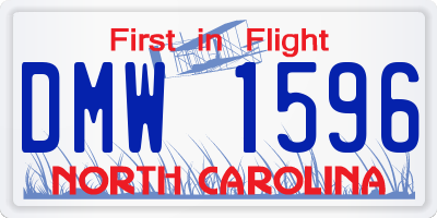 NC license plate DMW1596