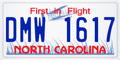 NC license plate DMW1617