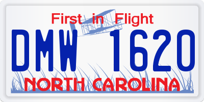 NC license plate DMW1620