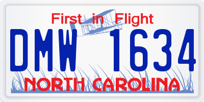 NC license plate DMW1634