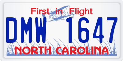 NC license plate DMW1647