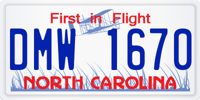 NC license plate DMW1670