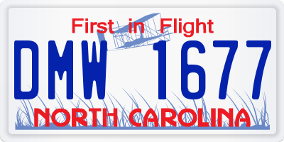 NC license plate DMW1677
