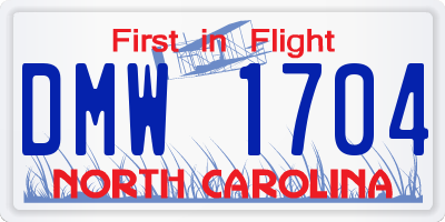 NC license plate DMW1704