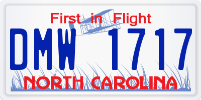 NC license plate DMW1717