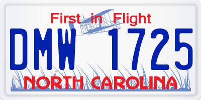 NC license plate DMW1725