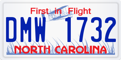 NC license plate DMW1732