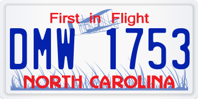 NC license plate DMW1753