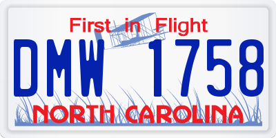 NC license plate DMW1758