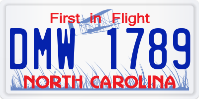 NC license plate DMW1789