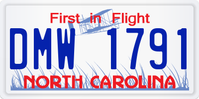 NC license plate DMW1791