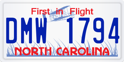 NC license plate DMW1794