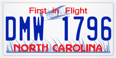 NC license plate DMW1796