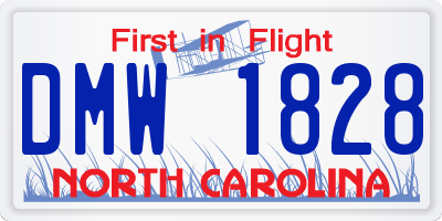 NC license plate DMW1828