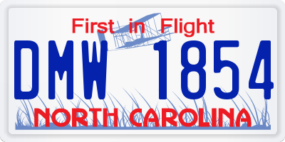 NC license plate DMW1854