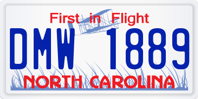 NC license plate DMW1889