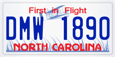 NC license plate DMW1890