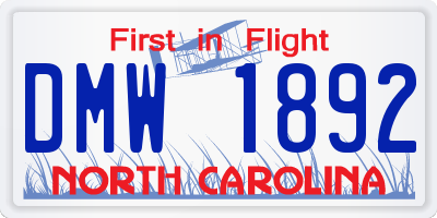 NC license plate DMW1892
