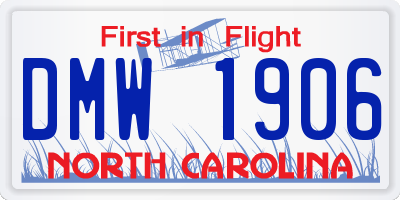 NC license plate DMW1906