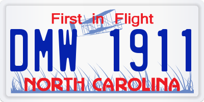 NC license plate DMW1911