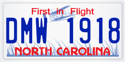 NC license plate DMW1918