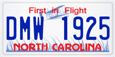 NC license plate DMW1925